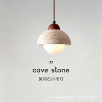 Vintage Bedside Pendant Light Retro Wabi-Sabi Style with Yellow Travertine for Hotel Restaurant