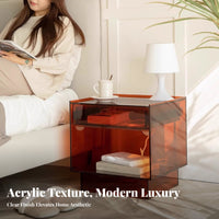 Wabi-Sabi Aesthetic Clear Side Cabinet Light Luxury Bedside Table Transparent Design Nightstand Minimalist design for Homeowners, Interior Designers, Adults, Bedroom, Guest Room, Small Spaces, Office