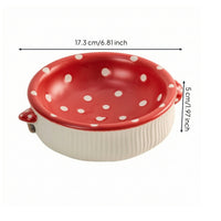 Cute Fungus Pet Bowl Adorable Ceramic Pet Bowl Glossy Feeding Dish Easy to Clean for Cats, Indoor