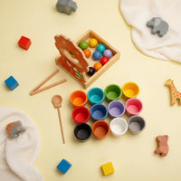 Hand-Eye Coordination Lion Feeding Fine Dexterity Skill Toy Early Education Montessori Color Sorting Set for Toddlers, Preschoolers, Kids 3+