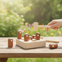 Hand-Eye Coordination Whack-Arodent Toy Motor-Skill Pounding Toy Solid-Wood Learning for Toddlers, Young Children, Home Play