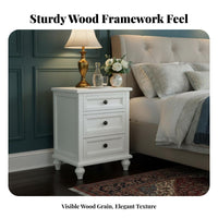 US-inspired and design typeDrawer Nightstand Sturdy Construction 3-Drawer Bedside Cabinet Spacious surface Bedroom Furniture Easy Assembly for homeowners, Apartment Dwellers, Students, Small areas, Guest Room, Office