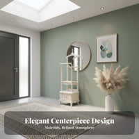 Floor-Standing Movable Corner Hall Tree French design Corner Hall Tree Multi-Functional Coat Stand unobstructedstanding for Apartment Dwellers, Homeowners, Renters, Bedroom, Living Room, Entryway, Hallway