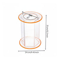 Hexagonal Polishing Barrel High Glass-Like Acrylic Tumbler Drum Stainless Steel Latch Rotary Polisher Barrel for Hobbyists, Workshop, Metalworking