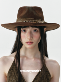 时髦秋冬美拉德色系牛仔爵士顶帽子女街头春秋时尚复古大檐礼帽潮