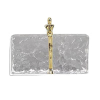 Transparent Cube Sculpture with Figure Clear Tabletop Sculpture Gold Statue for Office