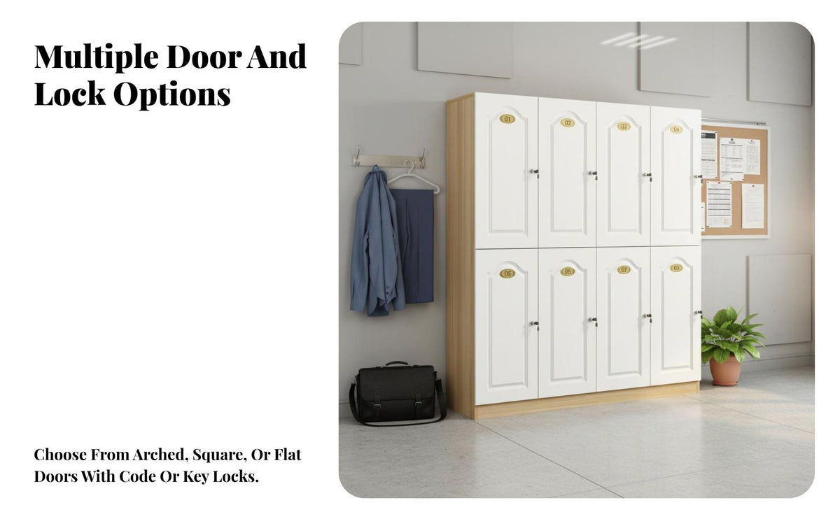 Multiple-Door Wooden Locker Lockable Doors Employee Storage Locker Electronic Lock Option Gym Changing Room Cabinet for, Beauty Salon, Mindfulness