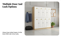 Multiple-Door Wooden Locker Lockable Doors Employee Storage Locker Electronic Lock Option Gym Changing Room Cabinet for, Beauty Salon, Mindfulness