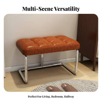Comfortable Cushion Tufted Entryway Stool High-Density Sponge Padding Button-Tufted Ottoman Multi-Purpose Upholstered Bench Sturdy Frame for Families, Homeowners, Interior Designers, Cloakroom, Living Room, Bedroom