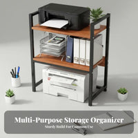 2-Tier Printer Stand Space-Saving Design 2 Tier Printer Effortless Assembly Desk Storage Shelf for Students, Professionals, Study, Dorm Room