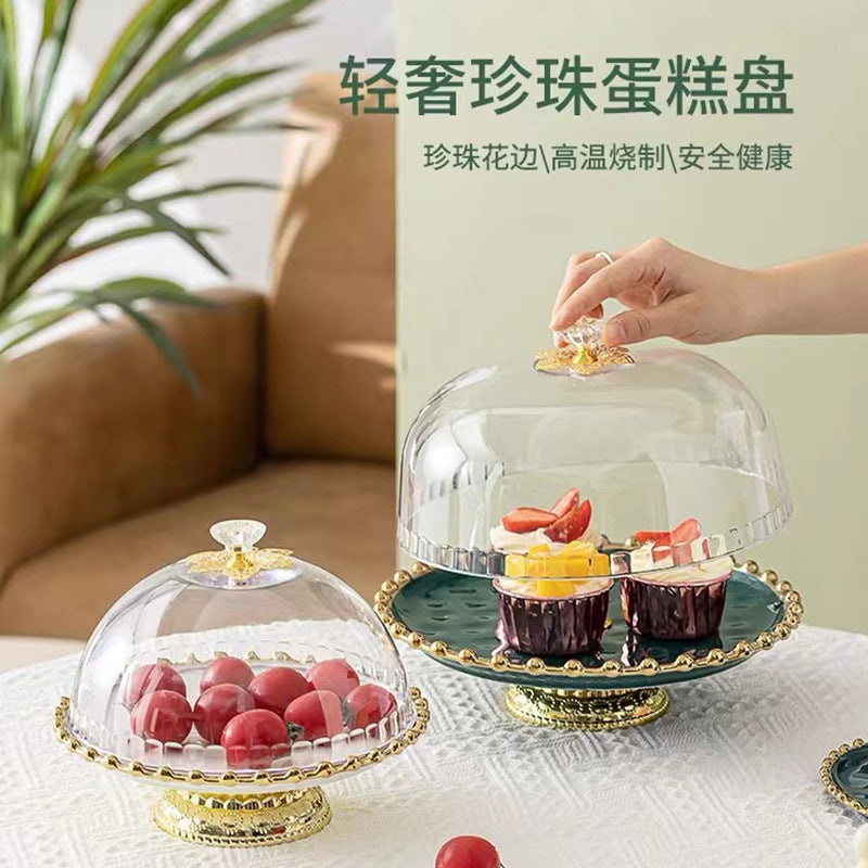 Modern Minimalist Ceramic High-Footed Cake Plate for Weddings and Afternoon Tea