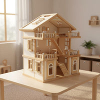 Villa Dollhouse Sturdy Wood Princess Dollhouse opening Layout Pretend Play House for Nursery
