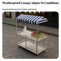 Portable Folding Stall Cart Versatile Foldable Vendor Push Cart Quick Setup Street Food Trolley for Vendors, Night Markets, Festivals, Commerce Shows