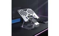 Quiet Operation Laptop Stand with Fan Anti-Slip Silicone Pads 2-in-1 Laptop Phone Holder Stable and Sturdy Ergonomic Computer Stand for Gamers, Students, Office Workers, Gaming Setup, Dorm Room