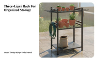 Garden Tool Storage Rack 3-Tier Design Garden Tool Organizer With Wheels for Gardeners, Farmers, Shed, Basement