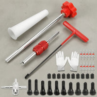 36 Pieces Valve Stem Installation Tool Complete Tire Valve Stem Tool Kit Tubeless Knurled for DIYers, Garage, Roadside Emergency