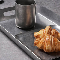 Stainless Steel Serving Tray Food-Grade Platter with Handles for Hosts, Cafe