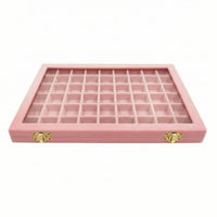 Jewelry Box with Glass Lid Segmented Display Tray Transparent for Vanity