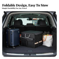 Foldable Design Collapsible Storage Bin Large Capacity Collapsible Caron-the-Go Container Anti-Slip Bottom Trunk Organizer Adjustable Compartments for Car Owners, Travelers, Families, Vehicle Interior, Long-Distance Travels, Grocery Shopping, Camping
