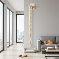 Cat Hammock and Bed for Window, Solid Wood Perch with Suction Cup, Wall-Mounted Style Climbing Shelf for Apartment Living Room Elevated Rest