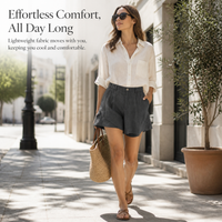 Women's High-Waisted Linen Blend Casual Loose Straight Shorts