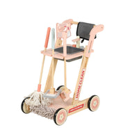 Wooden Cleaning Trolley Role Playing Housekeeping Push Trolley Toy Educational