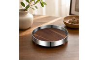Decorative Tray with Feet Elegant Round Tray with Metal Walls Chic for Coffee Table