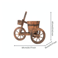 Wooden Tricycle Planter Vintage-Style Tricycle Planter with Bucket Retro Foliage Carrier for Decorators