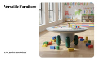 Kids Table and Chair Set Child Design Children's Art and Craft Desk Rounded Edges Wooden Play Table Set for Young Children, Daycare, Classroom