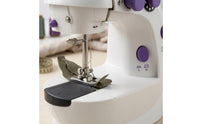 White with Lavender Accents Electric Sewing Machine Built-in Light Tabletop Sewing Machine Speed Control Stitching Tool Foot Pedal