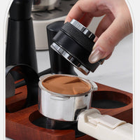 7 Pieces Wooden Espresso Tamping Station Solid Tamping Base with Slots Square Coffee Tool Storage Block Anti-Slip for Home Kitchen