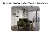 Straight-Line Leather Sofa Vintage design Couch Small Space accommodating Household Furniture for Homeowners, Adults, Living Room, Lounge Area, Home Office