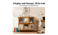 Multi-Functional Low Cubby Unit with Flip-up Doors configurable Design Low Credenza with Shelves space-saving bookshelf for Apartment Dwellers, Homeowners, Families, Living Room, Bedroom