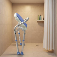 Foldable Folding Shower Chair Rust-Resistant Elderly Shower Bench No Assembly Required for Women, Disabled