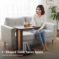 On Wheels C-Shaped Rolling Side Table Space-Saving Rolling C-Shaped Table Rounded Corners Nightstand Rattandesign Panels for Apartment Dwellers, Homeowners, Home Office Workers, Living Room, Bedroom, Small Areas