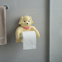 Punch-Drill-Effortless Installation Cartoon Dog Toilet Paper Holder Decorative Accent Puppy Toilet Roll Holder Resin Material Dog Themed Tissue Dispenser Sturdy Construction for Children, Kitchen