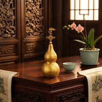 Brass Gourd Traditional Gourd Ornament Shiny Decor for Collectors, Living Room, Desk