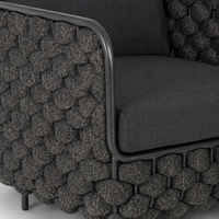 Garden Sofa, 2-seater Outdoor Sofa Set, Metal, Modern Design, Rattan-style, For Terrace & Balcony