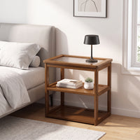 Storage Cart with Glass Multi-tierTier Tea Cart Movable Furniture for Homeowners, Living Room, Kitchen, Bedside