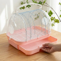 Portable Bird Cage with Handle, Hard-Sided Outdoor Bird Carrier for Small Parrot Travel, Small Bird Cage with Removable Tray for Easy Cleaning
