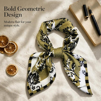 Herringbone Silk Scarf for Women, Versatile Decorative Shawl with Fashion Print