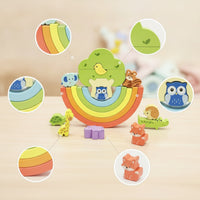 Wooden Rainbow Stacker Colorful Wooden Stacking Toy Learning for Home, Classroom