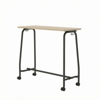 Mobile Training Desk Black Metal Frame Rectangular Training Desk Flat Tabletop Mobile Conference Table for Classroom
