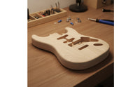 Electric Guitar Two-Horned Body-Curved Design Guitar Body with Cavities Lightweight for Luthier, Custom Projects