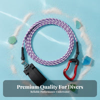 360° Rotating Joint Unrestricted Diving Safety Lanyard Unrestricted Diving Lanyard Tangle-Unrestricted Diving Safety Rope Steel Wire Core for Unrestricted Divers, Beginners, Snorkelers, Outdoor Swimming, Snorkeling