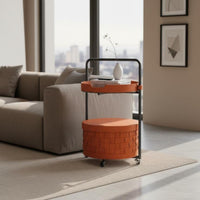Space-Saving Design 2-Tier Rolling Storage Table Sturdy Frame 2-Tier Wheeled Organizer Easy to Assemble Mobile Furniture Uncovered Top Tray for Homeowners, Office Workers, Living Room, Bedroom, Balcony, Kitchen
