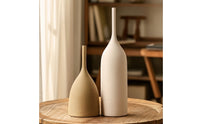 2 Pieces Brushed Vase with Slender Neck Matte Ceramic Vase Tall Flower Holder Minimalist for Home Decorators, Minimalists, Shelf, Living Room, Entryway, Bedroom