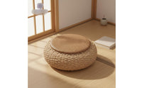 Japanese Woven Mat Seat Natural Materials Straw Woven Seat Woven Straw Pouf Breathable Padded Floor Pillow Versatile Use