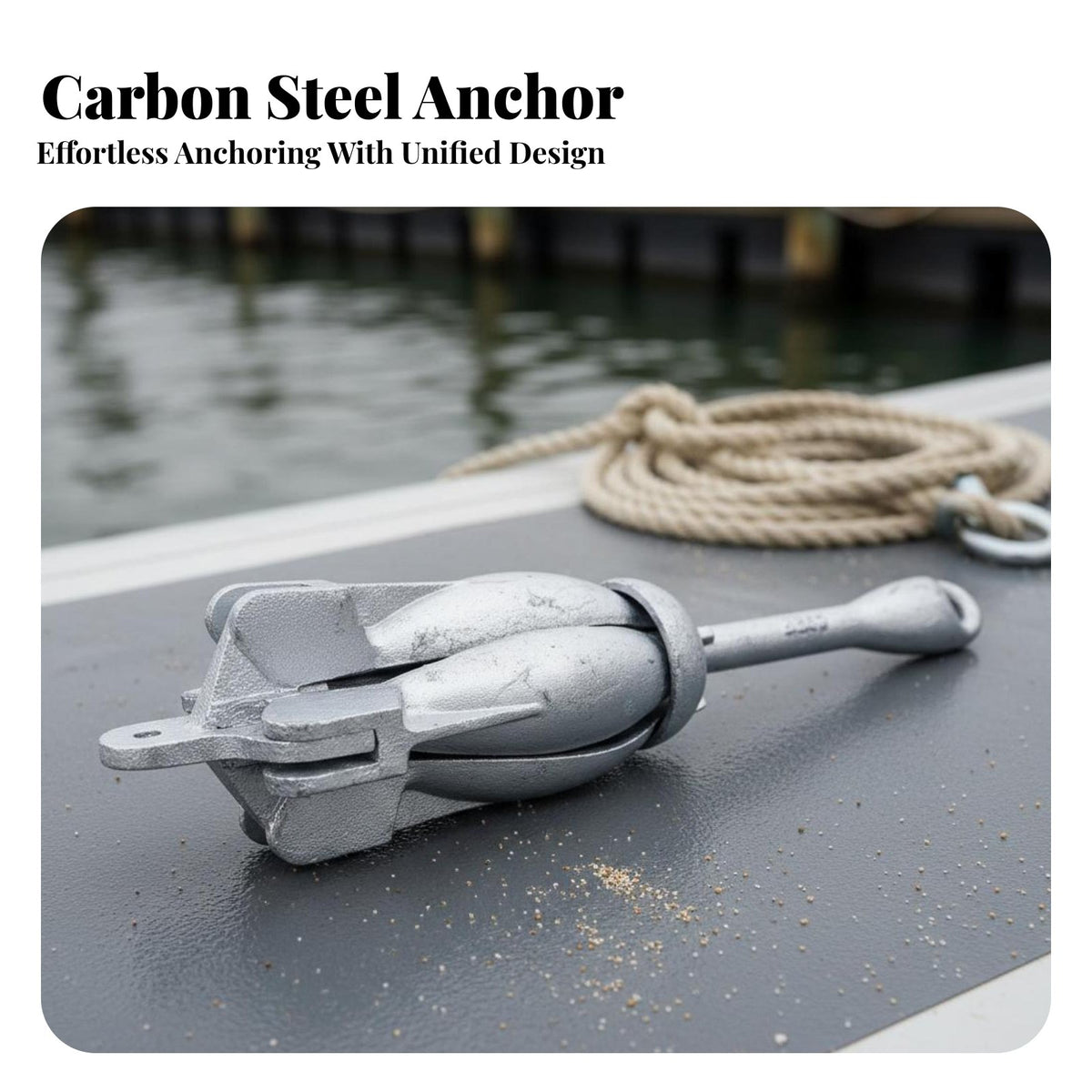 Kayak Anchor Carbon Steel Small Boat Anchor Boating Accessory Portable Anchoring System Space-Saving Design for Kayakers, Lake