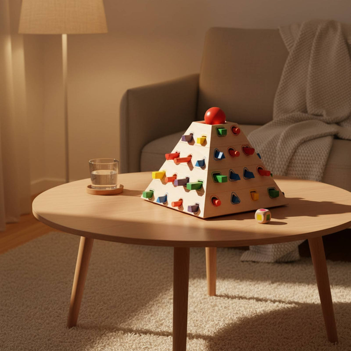 Wooden Pyramid Pulling Game Develops Fine Motor Skills Pyramid Balance Game Early Learning Shape and Color Matching Toy for Kids, Young Children